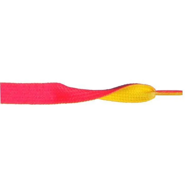 Wholesale Printed Flat 3/8" - Hot Pink/Yellow (12 Pair Pack) Shoelaces