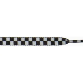 Wholesale Printed Flat 3/8" - White/Black Checker Large (12 Pair Pack) Shoelaces