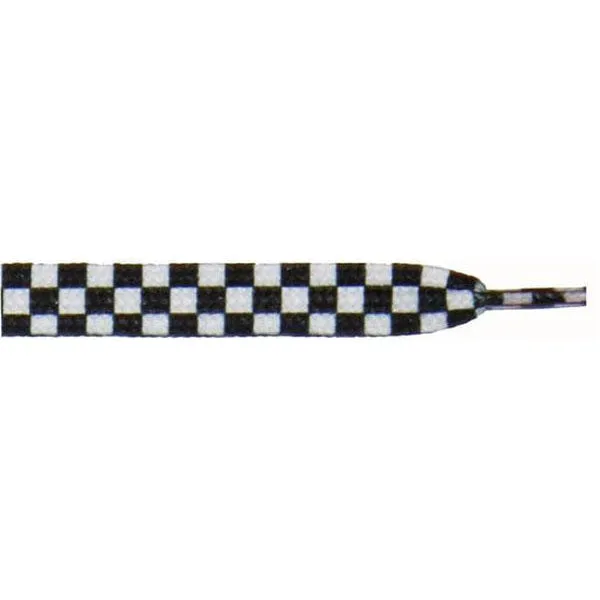 Wholesale Printed Flat 9/16" - White/Black Checker Large (12 Pair Pack) Shoelaces