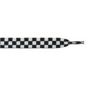 Wholesale Printed Flat 9/16" - White/Black Checker Large (12 Pair Pack) Shoelaces