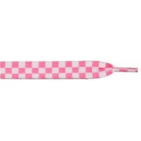 Wholesale Printed Flat 9/16" - White/Pink Checker Large (12 Pair Pack) Shoelaces