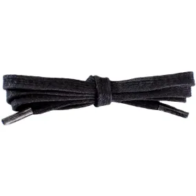 Wholesale Waxed Cotton Flat Dress Laces 1/4" - Black (12 Pair Pack) Shoelaces