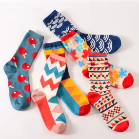 Womens Colorful Crew Socks - 27 Vibrantly Multicolor Patterns