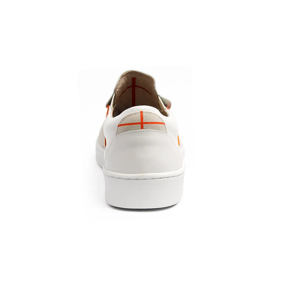 Women's Pastor White Orange Leather Sneakers 91891-002