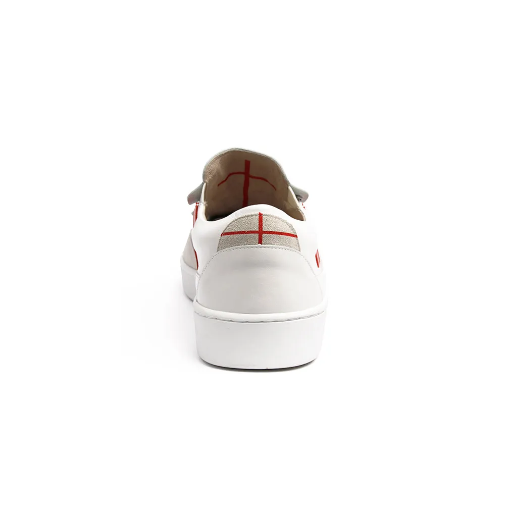 Women's Pastor White Red Leather Sneakers 91891-001