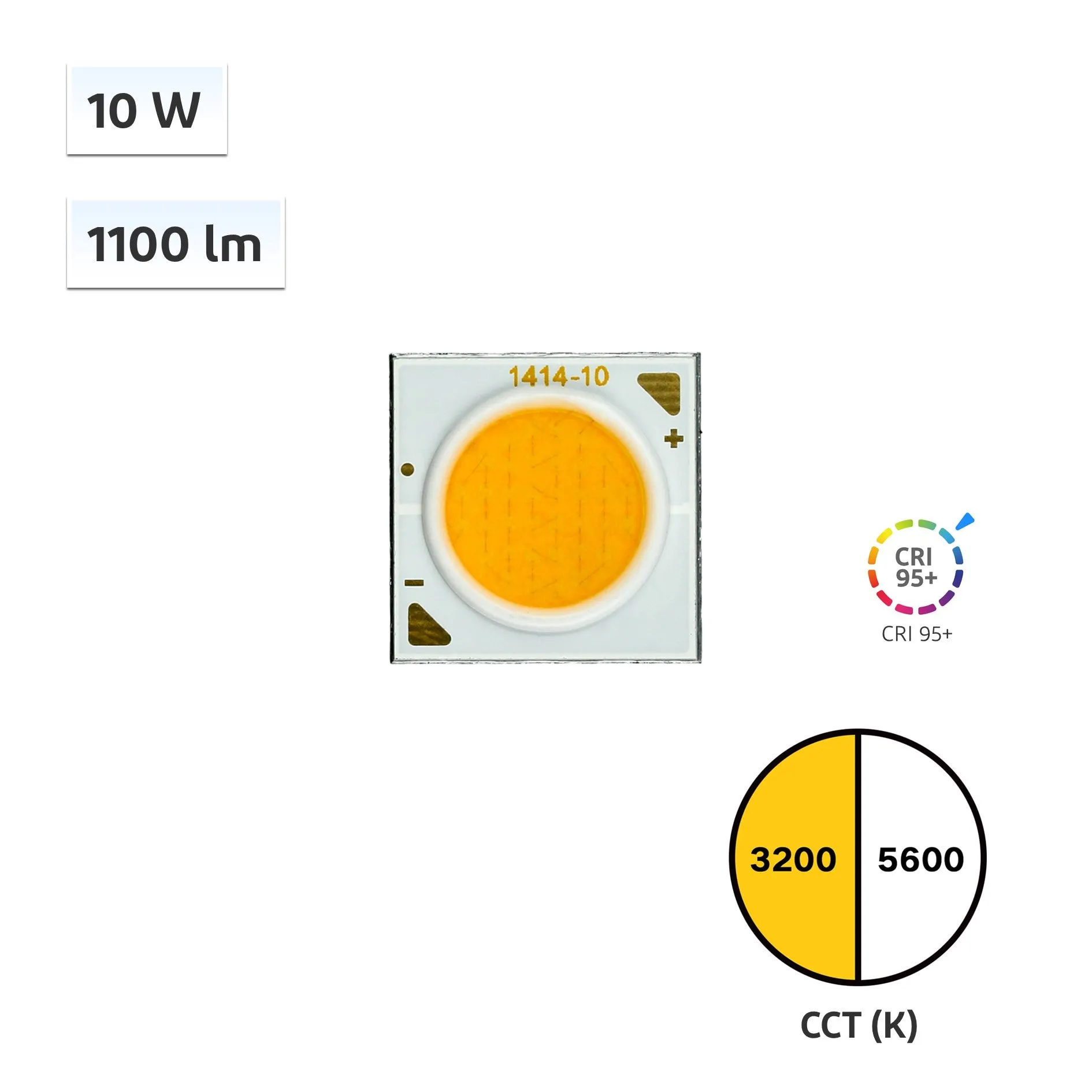 YUJILEDS® CRI 95  10W COB LED 3200K 5600K - 135L G03 - 10pcs